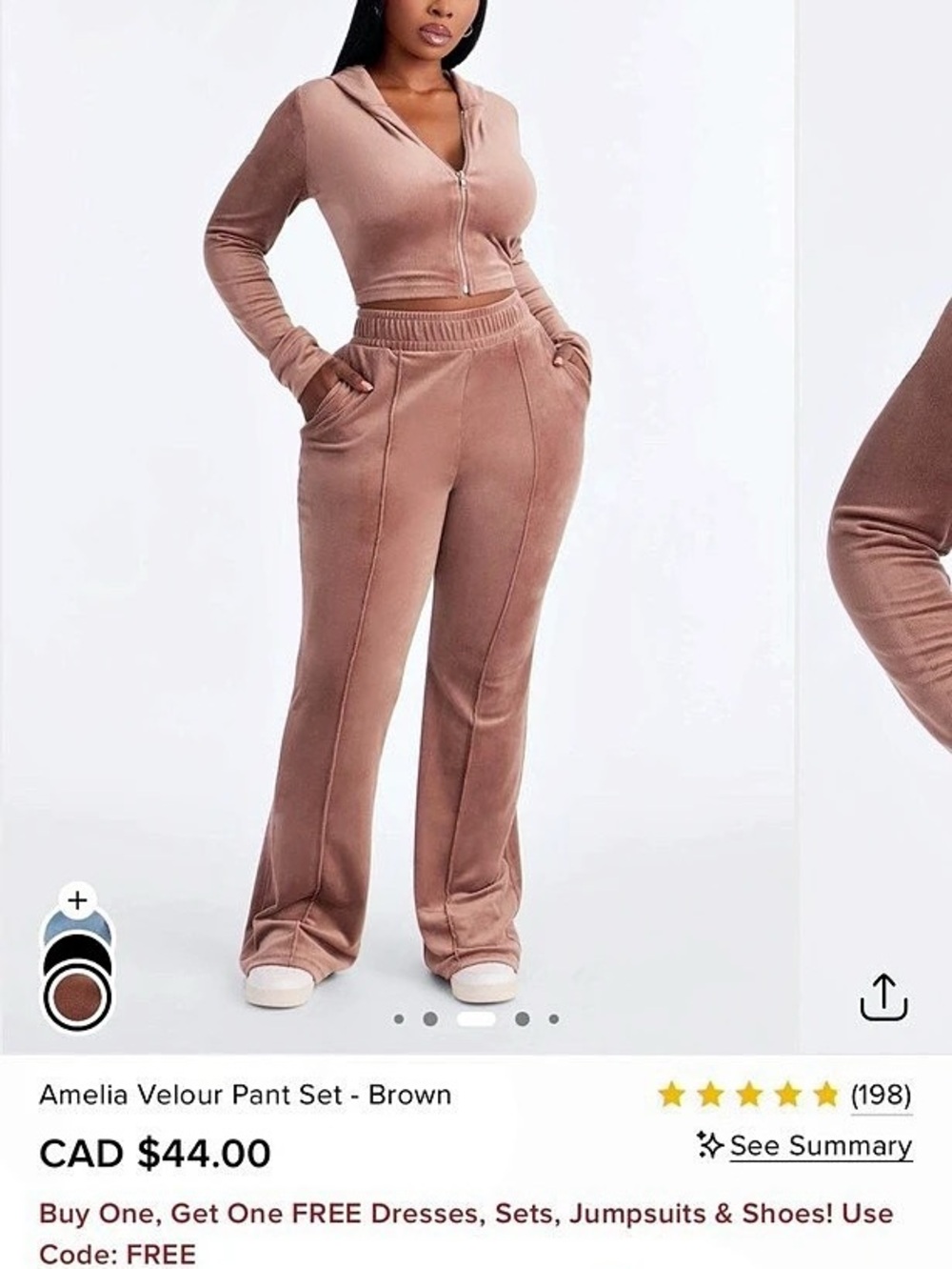 ROMWE Velvet Pant Set Brown